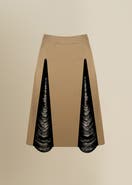 Contessa Mills Madeleine Soft Fringe-Trimmed Stretch Cotton Poplin Skirt