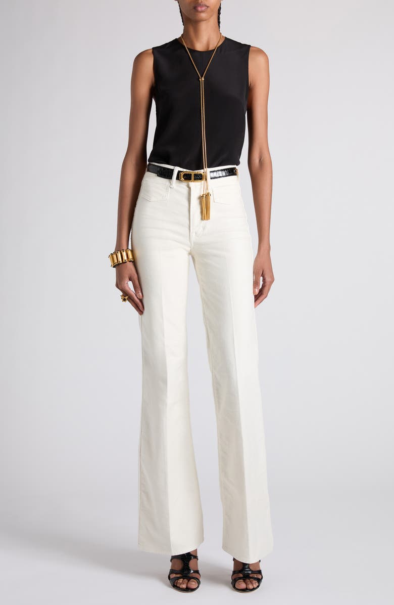 TOM FORD Silk Crêpe de Chine Sleeveless Top, Alternate, color, Lb999 Black