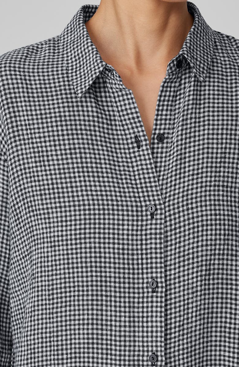 Eileen Fisher Classic Gingham Organic Linen Button-Up Shirt, Alternate, color, 