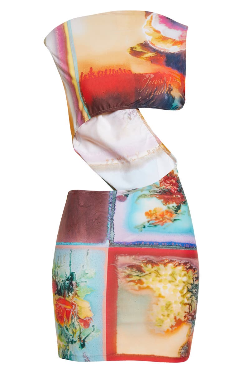 Jean Paul Gaultier Patchwork Print Sleeveless Knit Cutout Dress, Alternate, color,