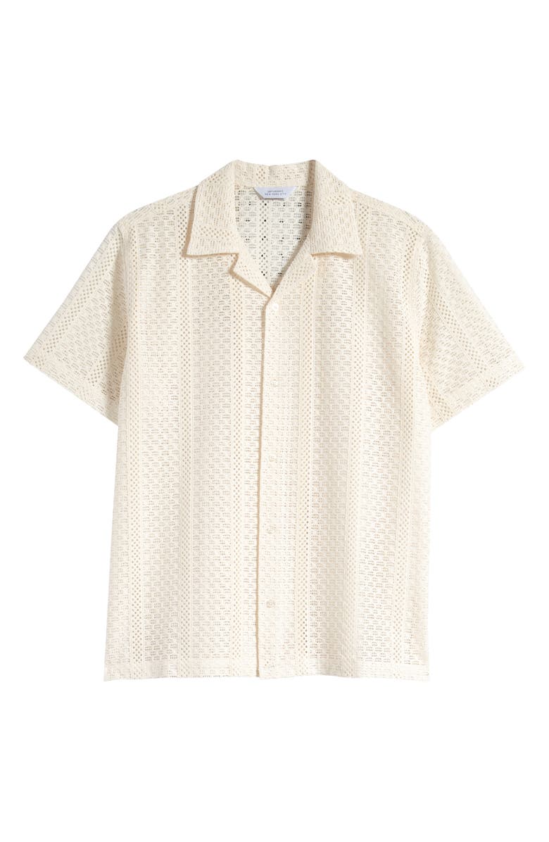 Saturdays NYC Canty Cotton Blend Lace Camp Shirt, Main, color,