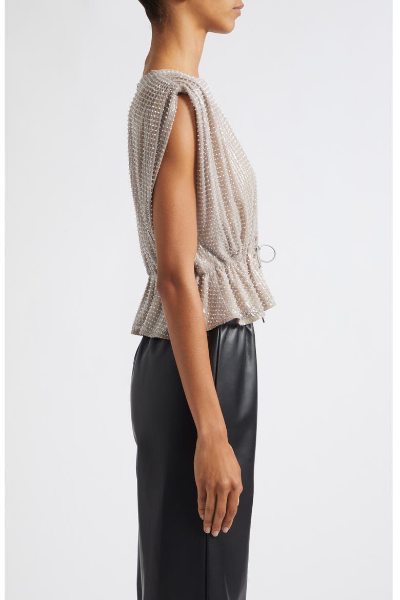 Talon Strong Shoulder Sequin Top, Alternate, color, TAUPE