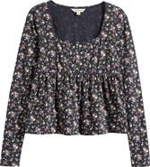 Lucky Brand Babydoll Henley Floral Top