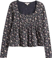 Lucky Brand Babydoll Henley Floral Top