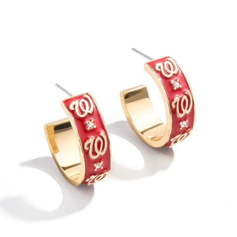 x BaubleBar Washington Nationals Enamel Hoop Earrings