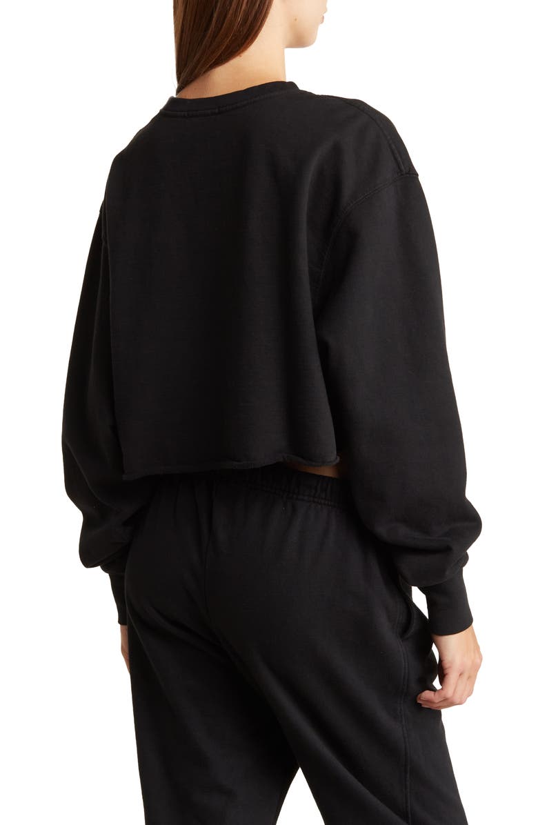 Good American Cropped & Cool Cotton Fleece Sweatshirt, Alternate, color, 