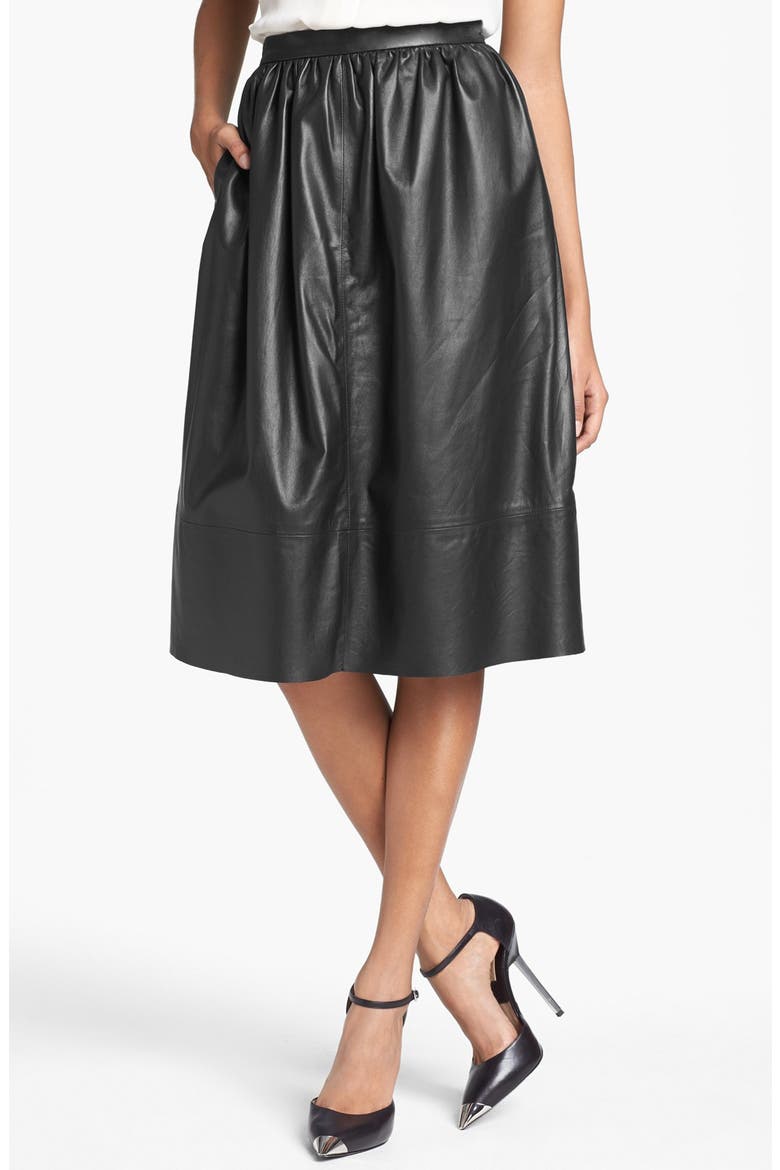 'Gelsey Prud' Leather Skirt, Main, color, BLACK