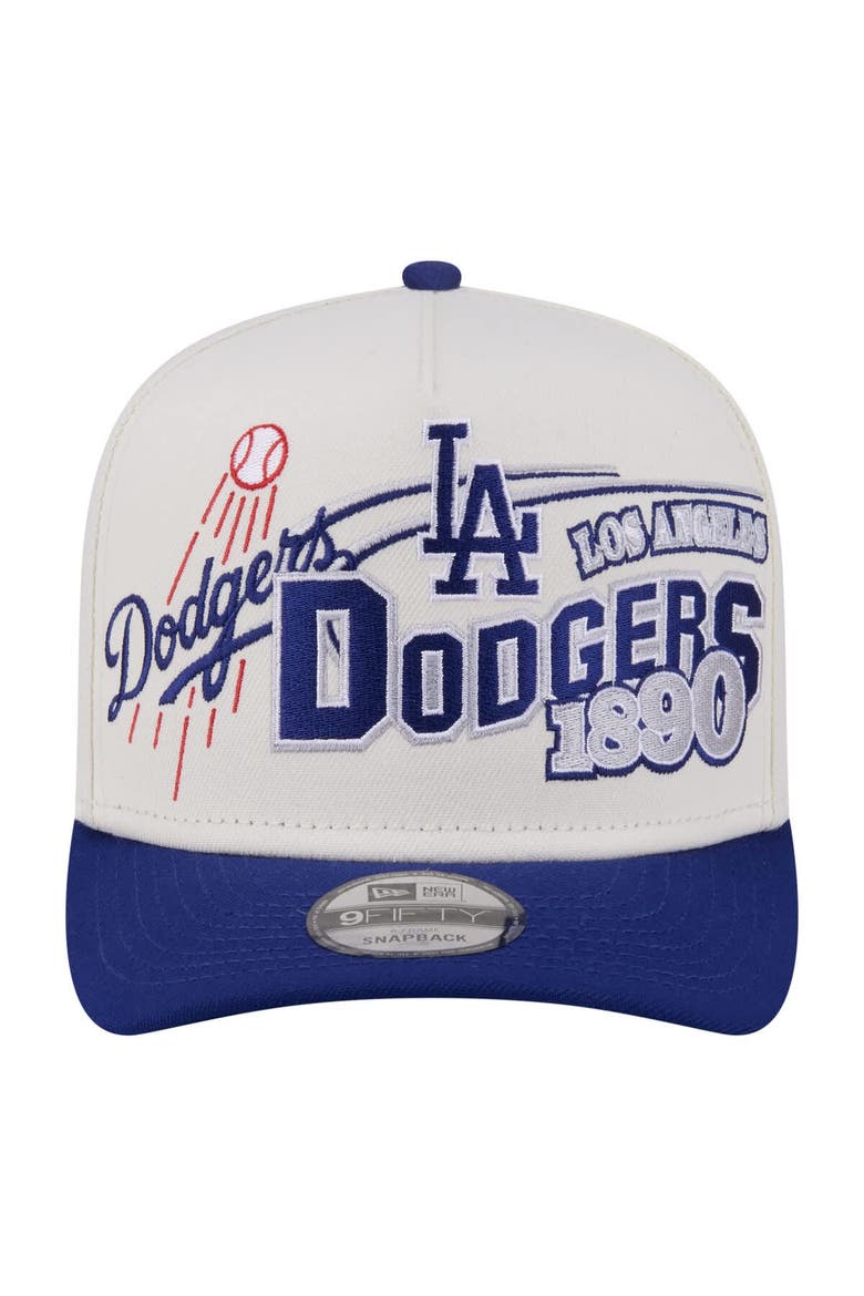 Men's New Era  Cream/Royal Los Angeles Dodgers Classic A-Frame 9FIFTY Snapback Hat, Alternate, color, Cream
