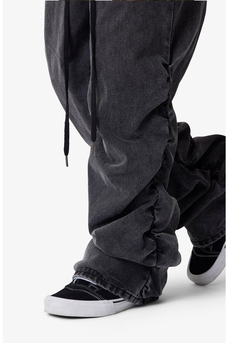 Ruched Denim Wide Leg Jeans, Alternate, color, WASHED BLACK