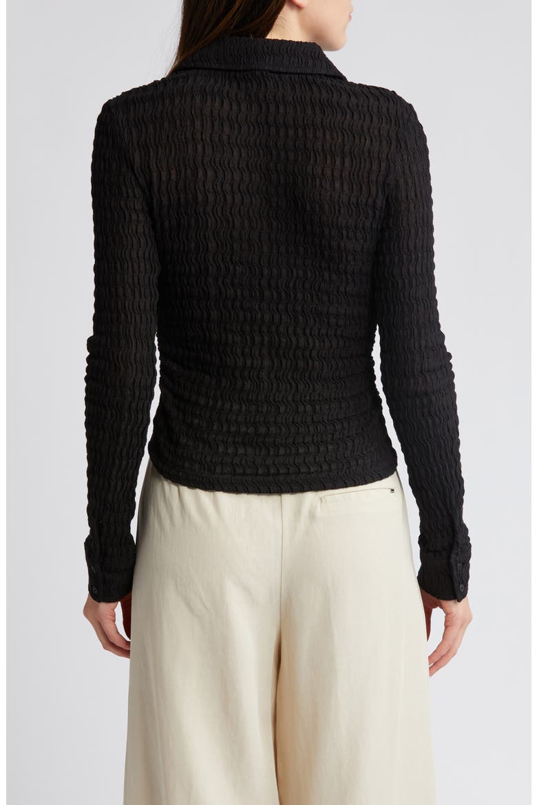Connie Textured Weave Button-Up Shirt, Alternate, color, BLACK
