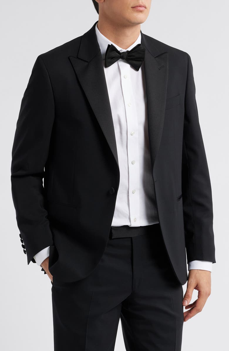 Jack Victor Elwood Contemporary Fit Black Wool Tuxedo, Alternate, color, Black