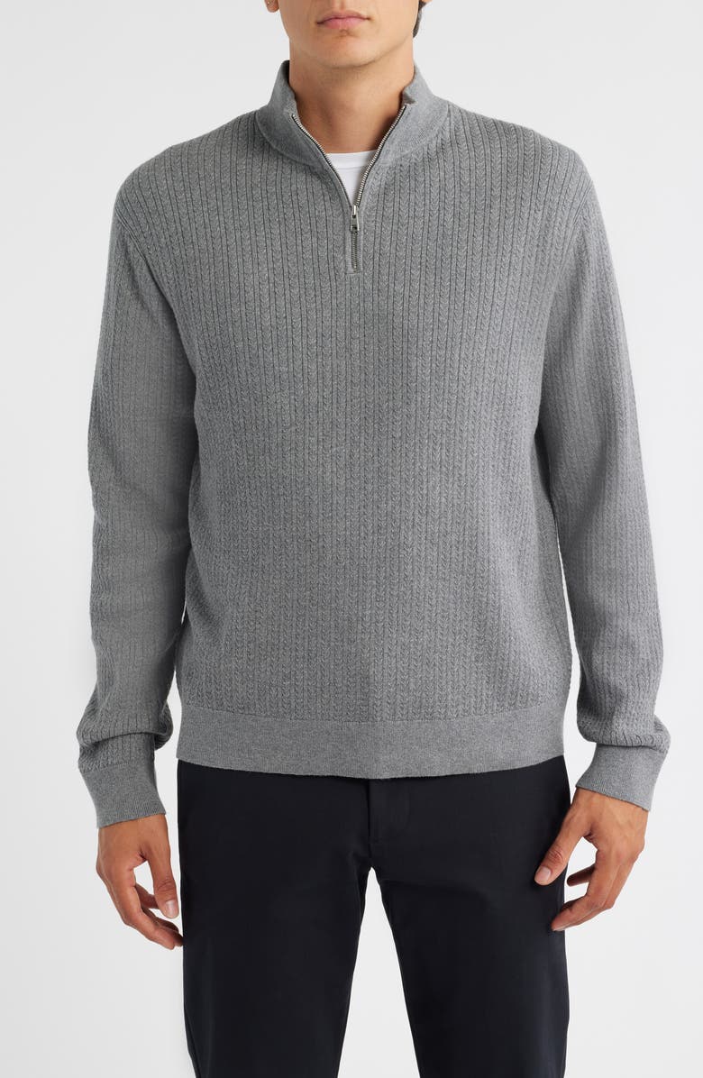 Theory Walton Half Zip Sweater, Main, color, Ash Melange