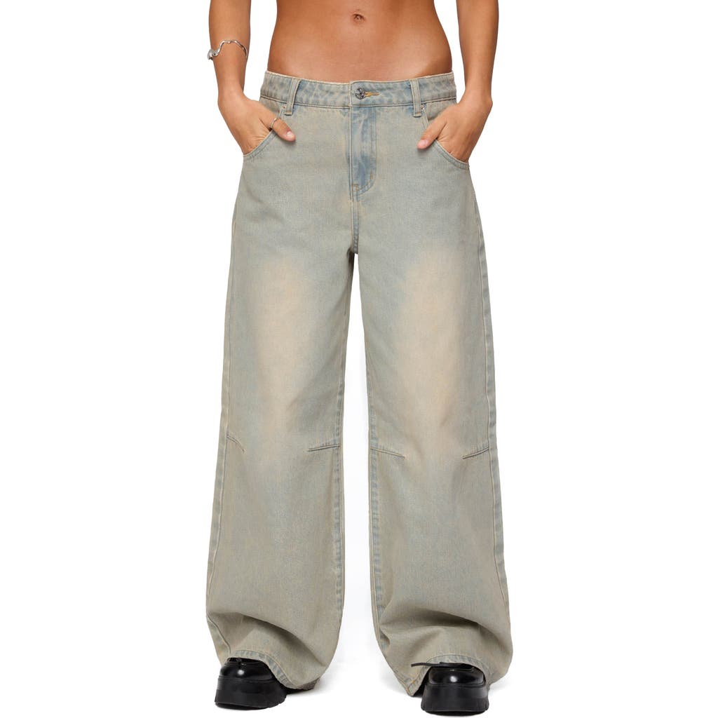 Edikted Santi Low Rise Wide Leg Light Rinse Jeans