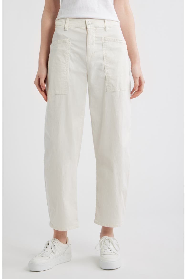 Bray Barrel Leg Cotton Twill Pants, Main, color, CHALK