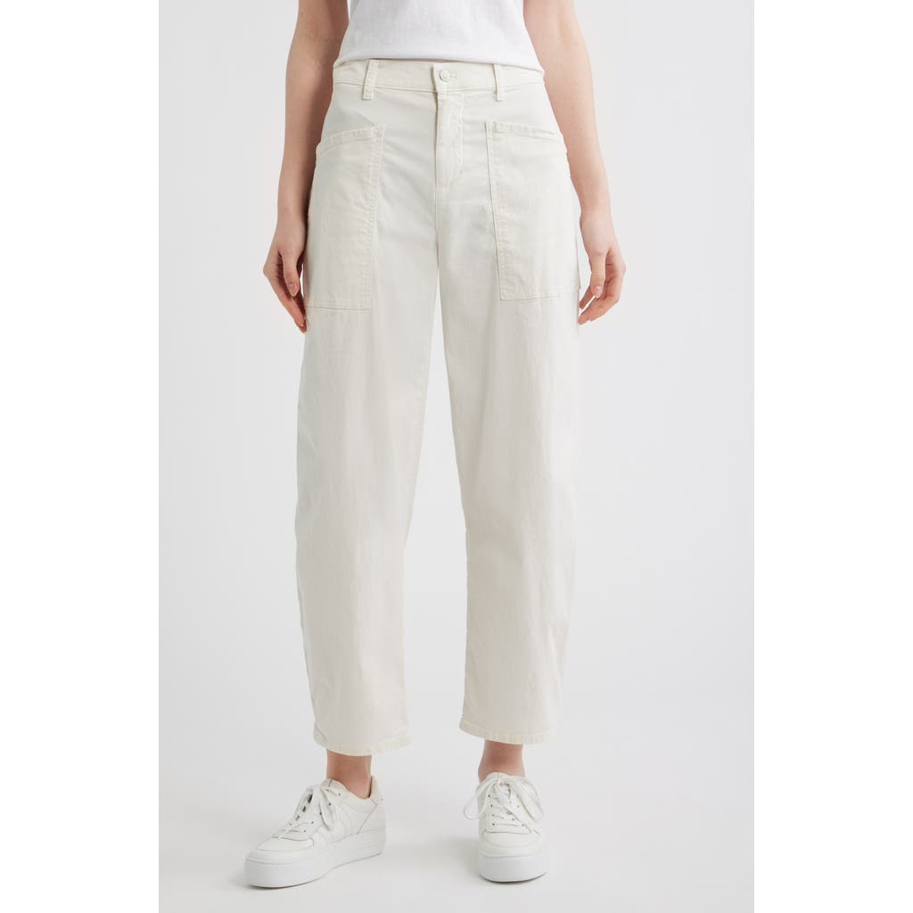 Frank & Eileen Bray Barrel Leg Cotton Twill Pants in Chalk at Nordstrom, Size 8