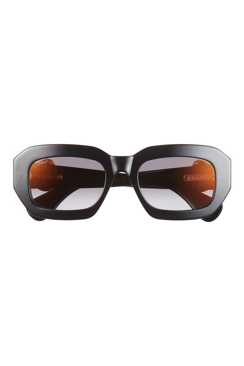 52mm Square Sunglasses, Main, color, BLACK