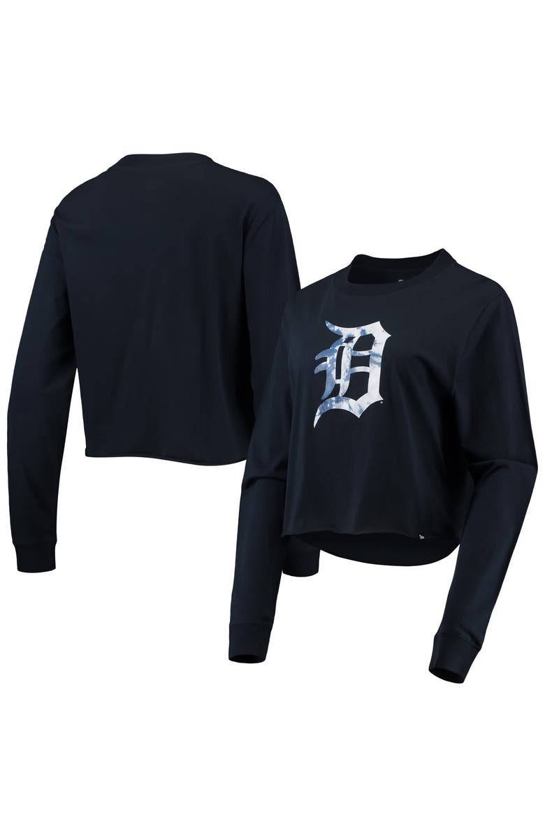 New Era Women's New Era Navy Detroit Tigers Baby Jersey Cropped Long Sleeve T-Shirt, Main, color, 