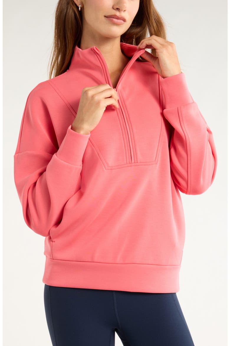 Soft Luxe Half Zip Pullover, Alternate, color, CORAL SHARON
