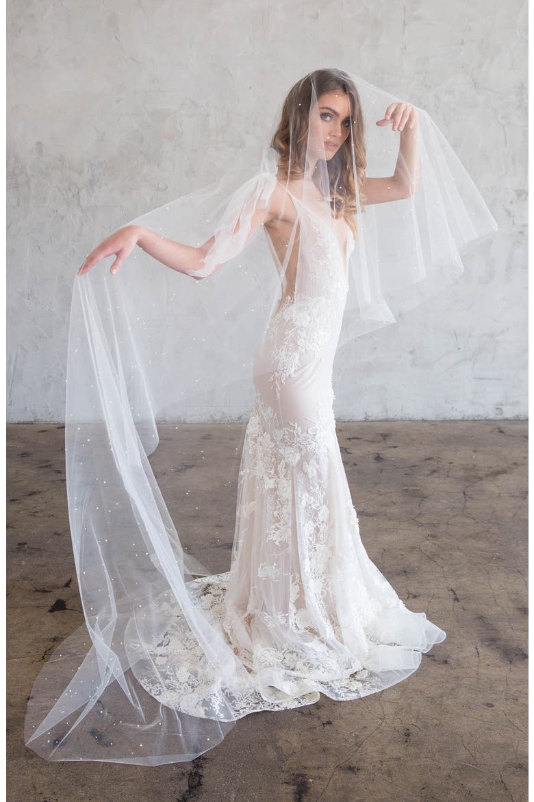 Darcy Imitation Pearl Chapel Veil, Alternate, color, IVORY