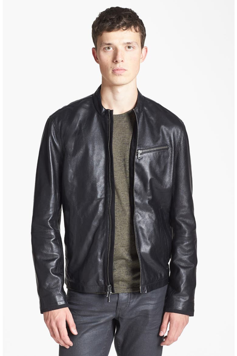 Leather Moto Jacket, Main, color, BLACK