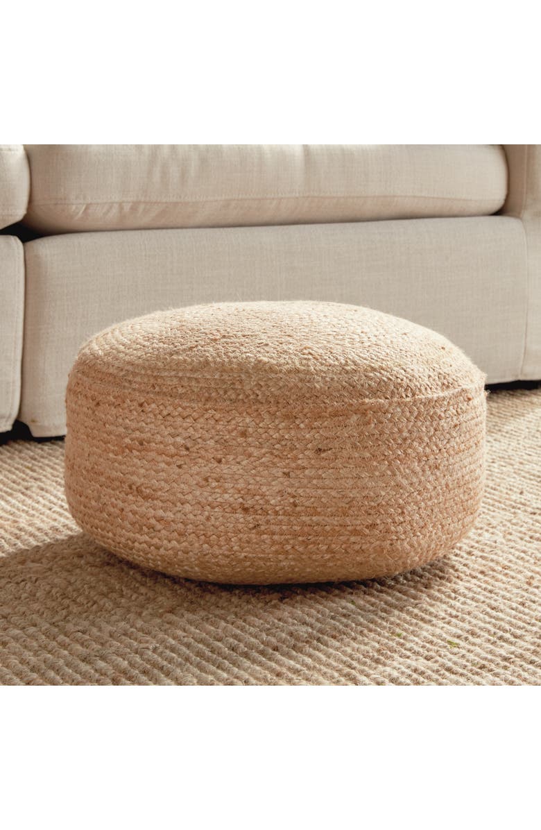 Napa Home & Garden Jute Round Pouf - Natural Jute & Foam Cotton - Firm Seating, Alternate, color, 