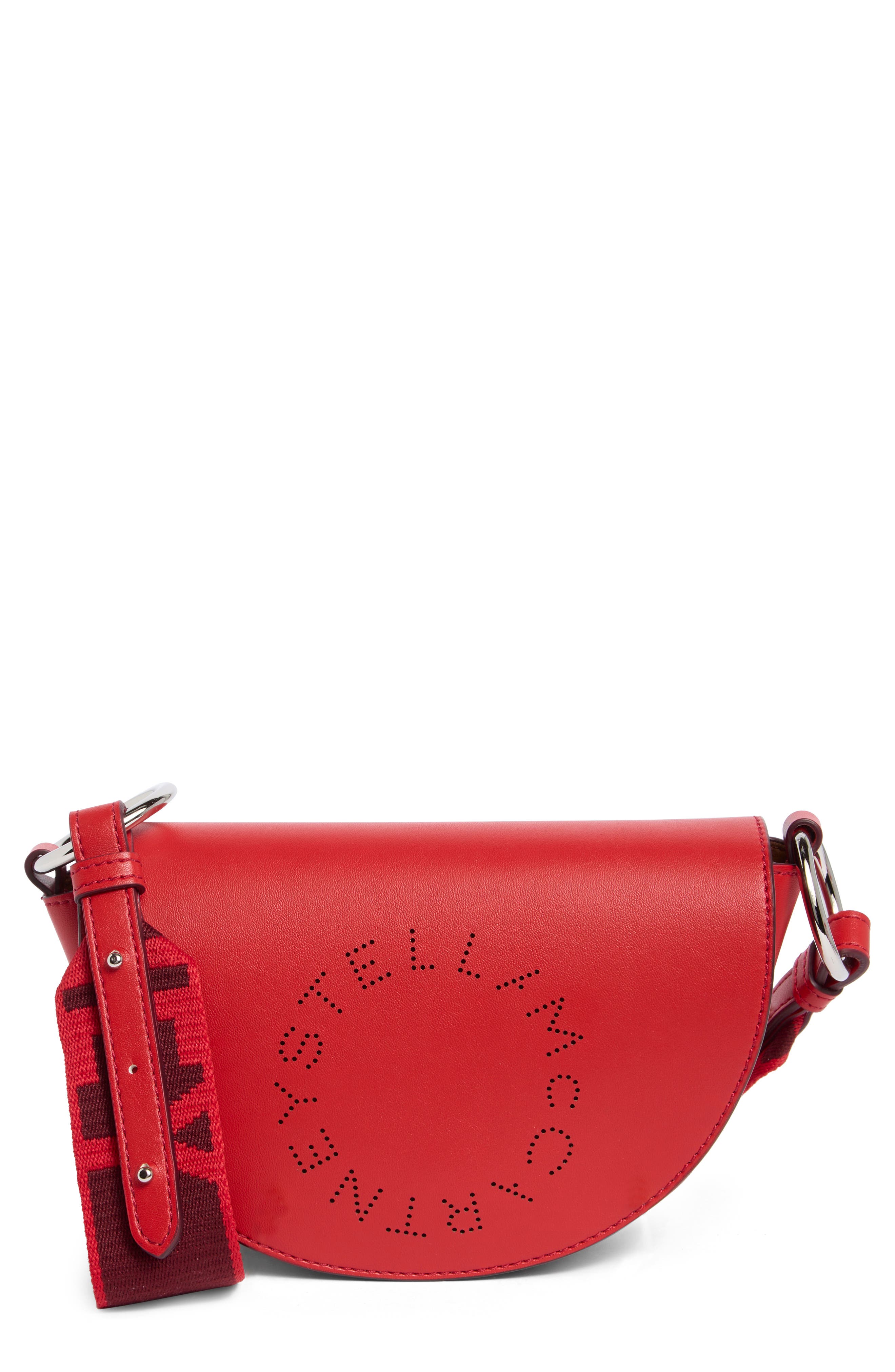 Stella McCartney Perforated Logo Flap Shoulder Bag, Main, color, 