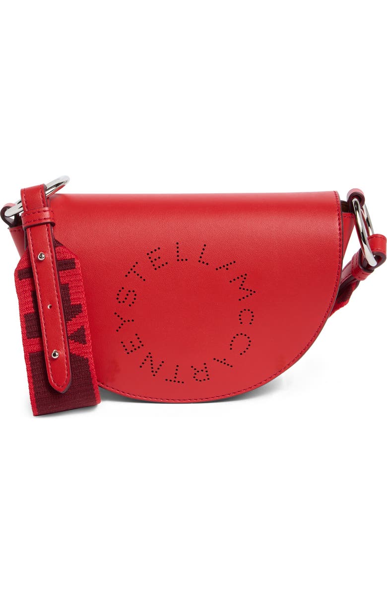 Stella McCartney Perforated Logo Flap Shoulder Bag, Main, color,