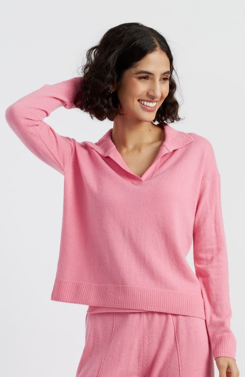Chinti & Parker Split-neck Sweater In Punch Pink