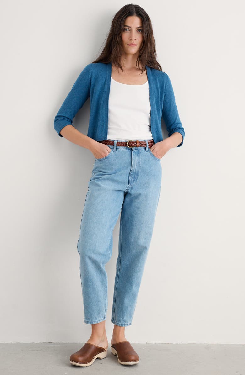 Seasalt Cornwall Vanessa Organic Cotton Open Front Crop Cardigan, Alternate, color, Knit Melange Sailor