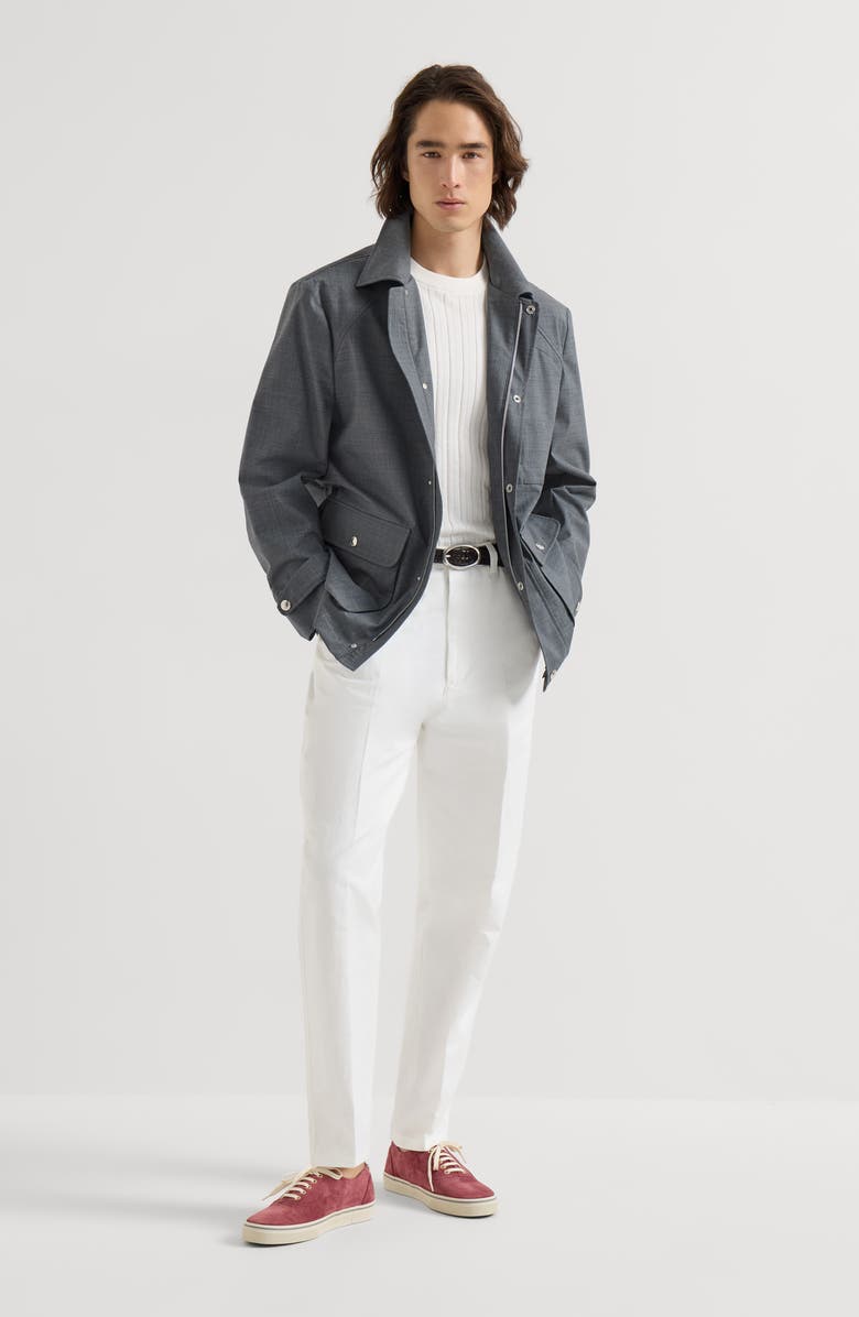 Brunello Cucinelli Bonded fresco field jacket, Alternate, color, Grey