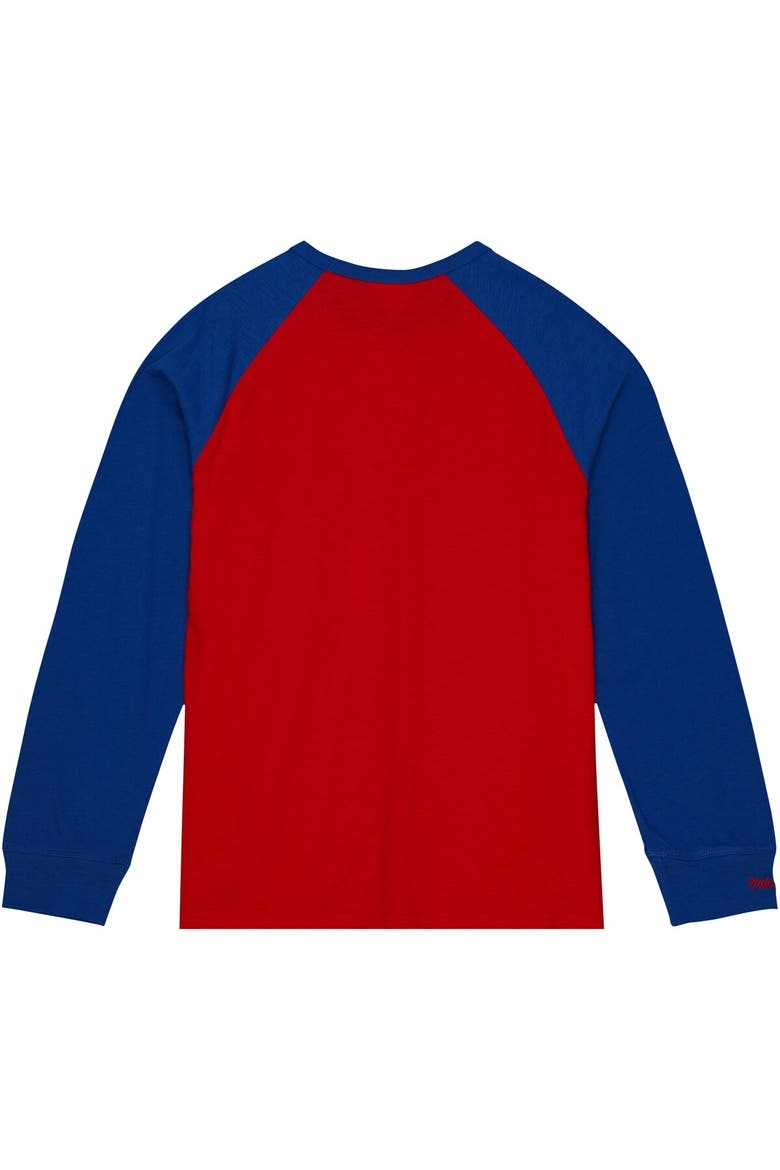Men's Mitchell & Ness Red Kansas Jayhawks Legendary Slub Raglan Long Sleeve T-Shirt, Alternate, color, Red