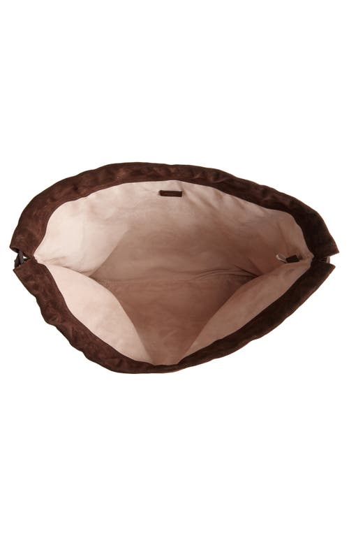 Jimmy Choo Large Drawstring Leather Tote In Brown