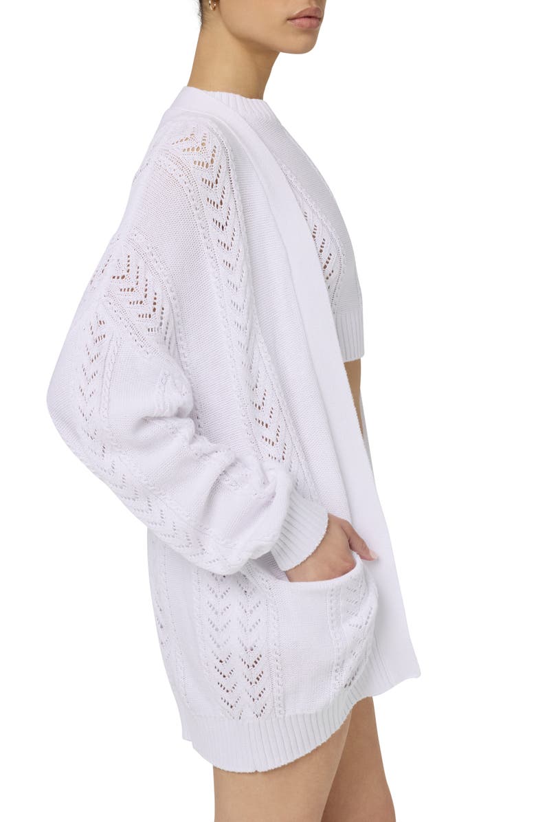 Florence by Mills Pointelle Stitch Cardigan, Alternate, color, Bright White