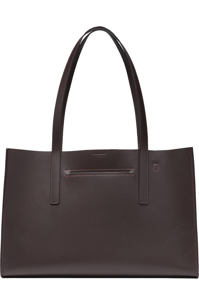 HYER GOODS Luxe Doubleface Leather Laptop Tote Bag, Main, color, Dark Chocolate
