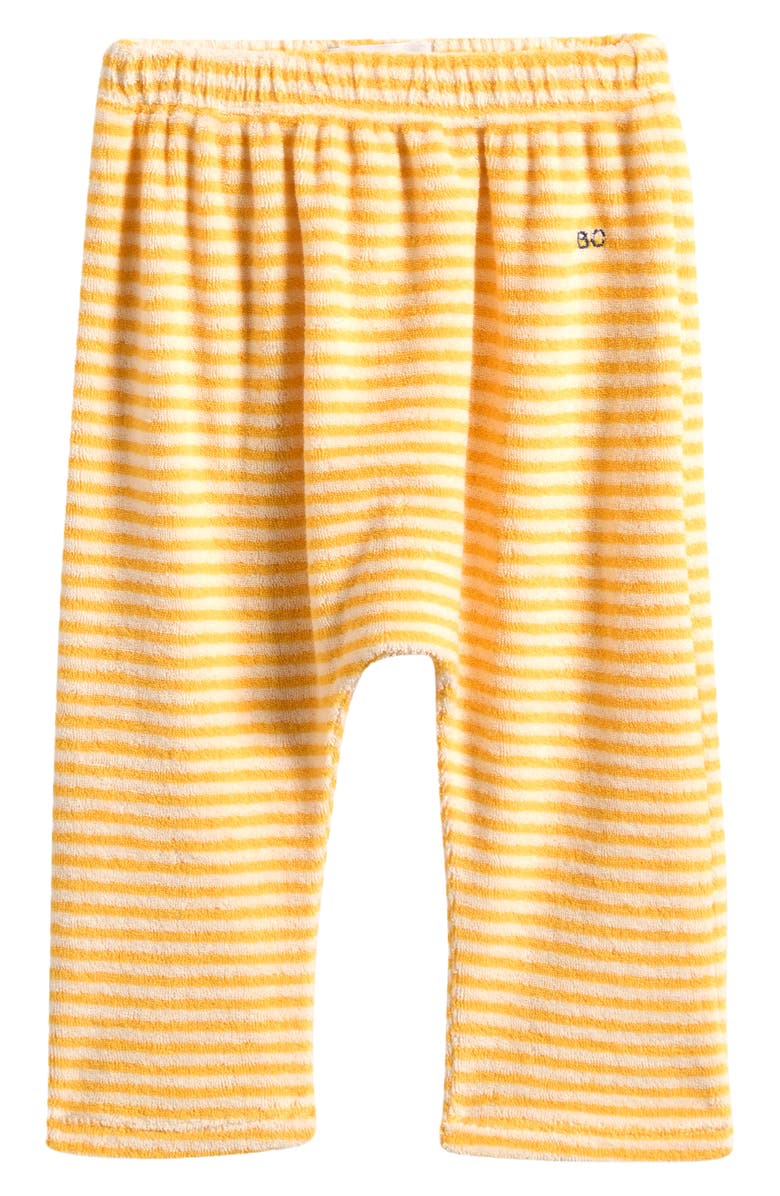 Bobo Choses Stripe Terry Cloth Pants, Main, color, Yellow