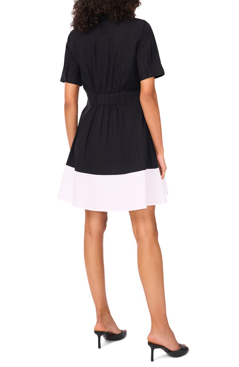 Halogen<sup>®</sup> Two-Tone Fit & Flare Shirtdress, Alternate, color, Rich Black 060