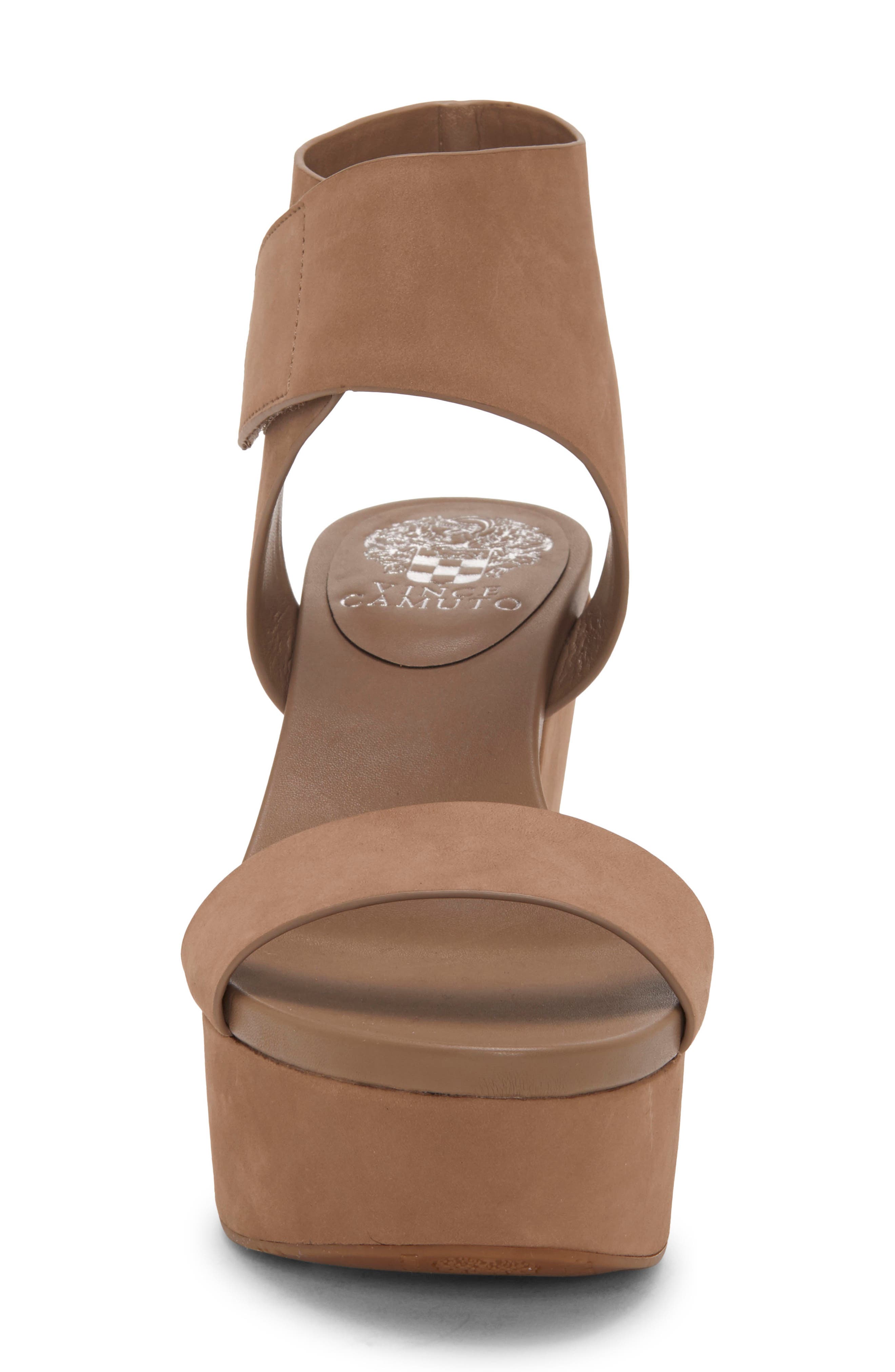 Vince Camuto Velista Platform Wedge Sandal, Alternate, color, Dark Beige Nubuck Leather