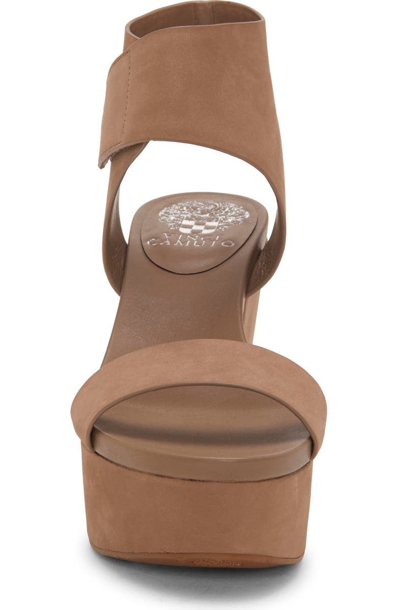 Vince Camuto Velista Platform Wedge Sandal, Alternate, color, Dark Beige Nubuck Leather
