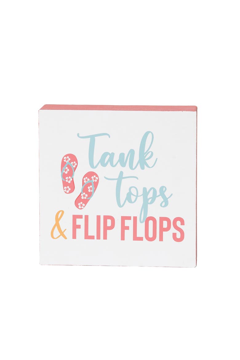 Tank Tops &Flip Flops Decorative Shelf Block, Main, color, White