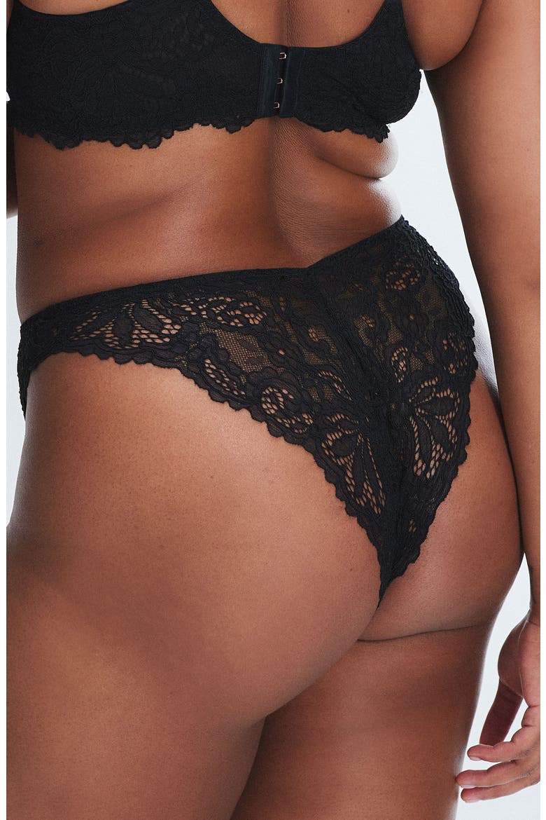 Romantic Corded Lace Brazilian Panties, Alternate, color, BLACK CAVIAR