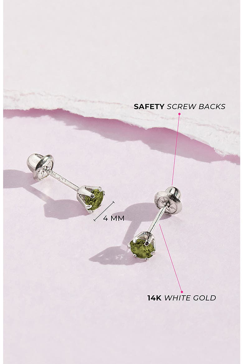 14k Classic Solitaire Earrings, Alternate, color, August