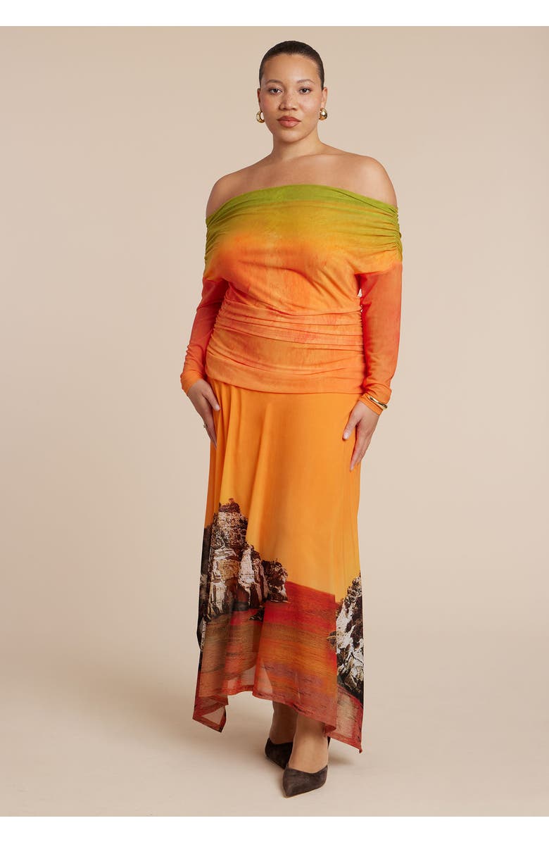 ELOQUII Photo Real Mesh Dress, Alternate, color, Earthy Glow