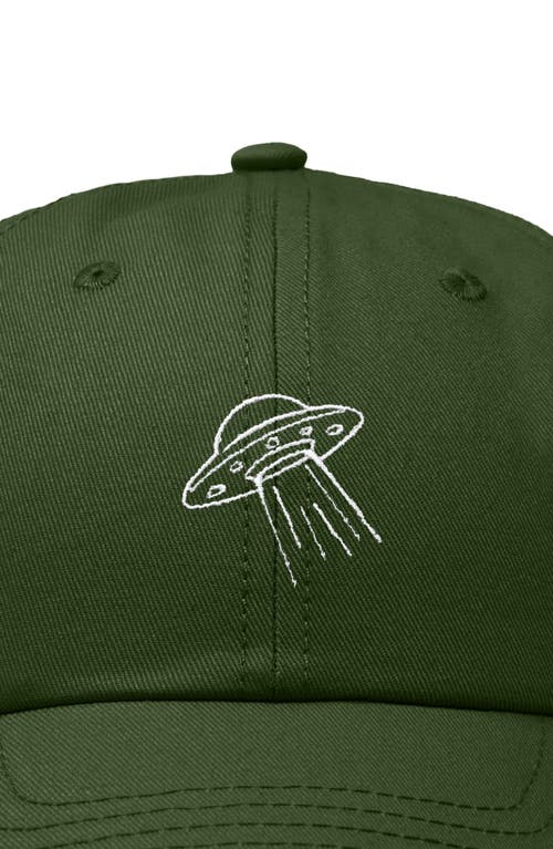Dalix Ufo Embroidered Adjustable Dad Cap In Olive