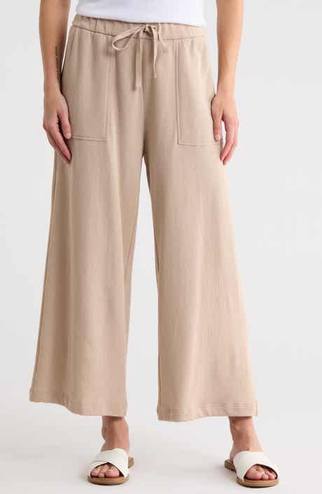 Organic Cotton French Terry Crop Wide Leg Pants