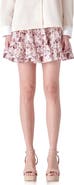 English Factory Floral Tiered Linen Blend Miniskirt