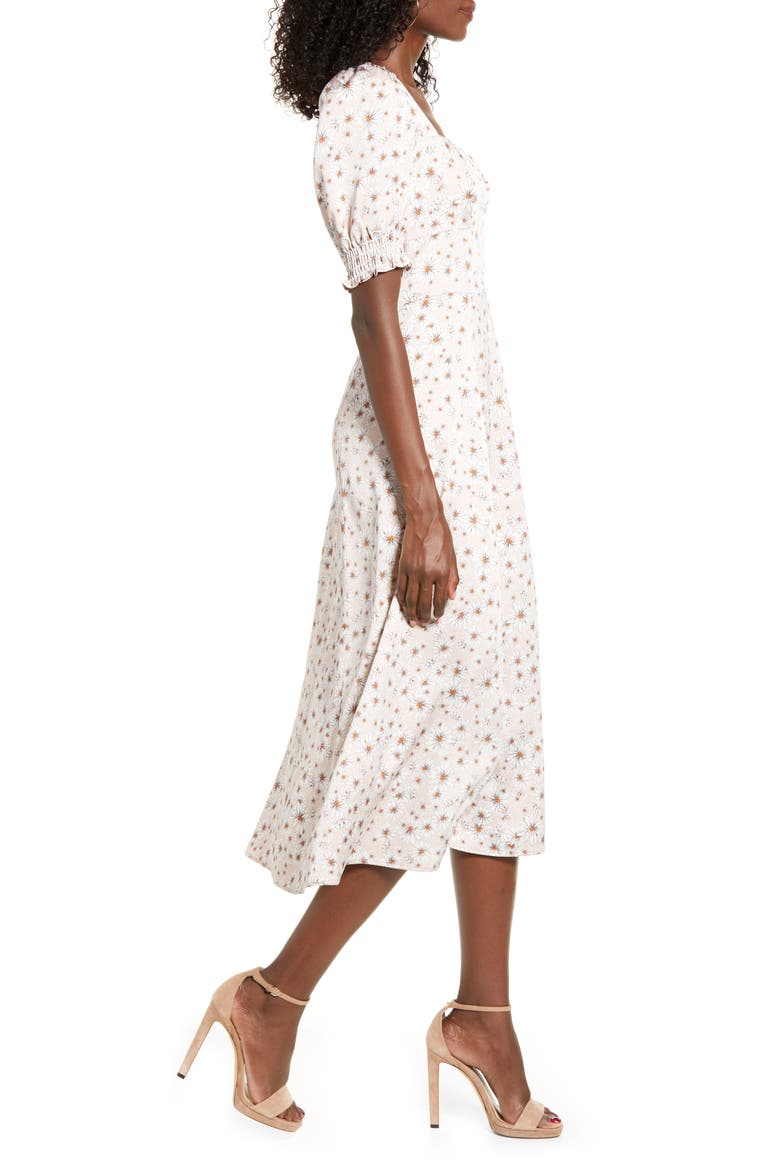 Beatrix Bustier Midi Dress, Alternate, color, BLUSH DAISY