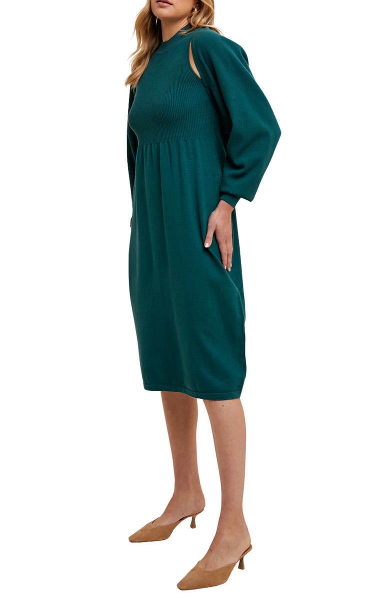 WISHLIST Knit Shrug Cardigan & Dress Set, Alternate, color, Teal
