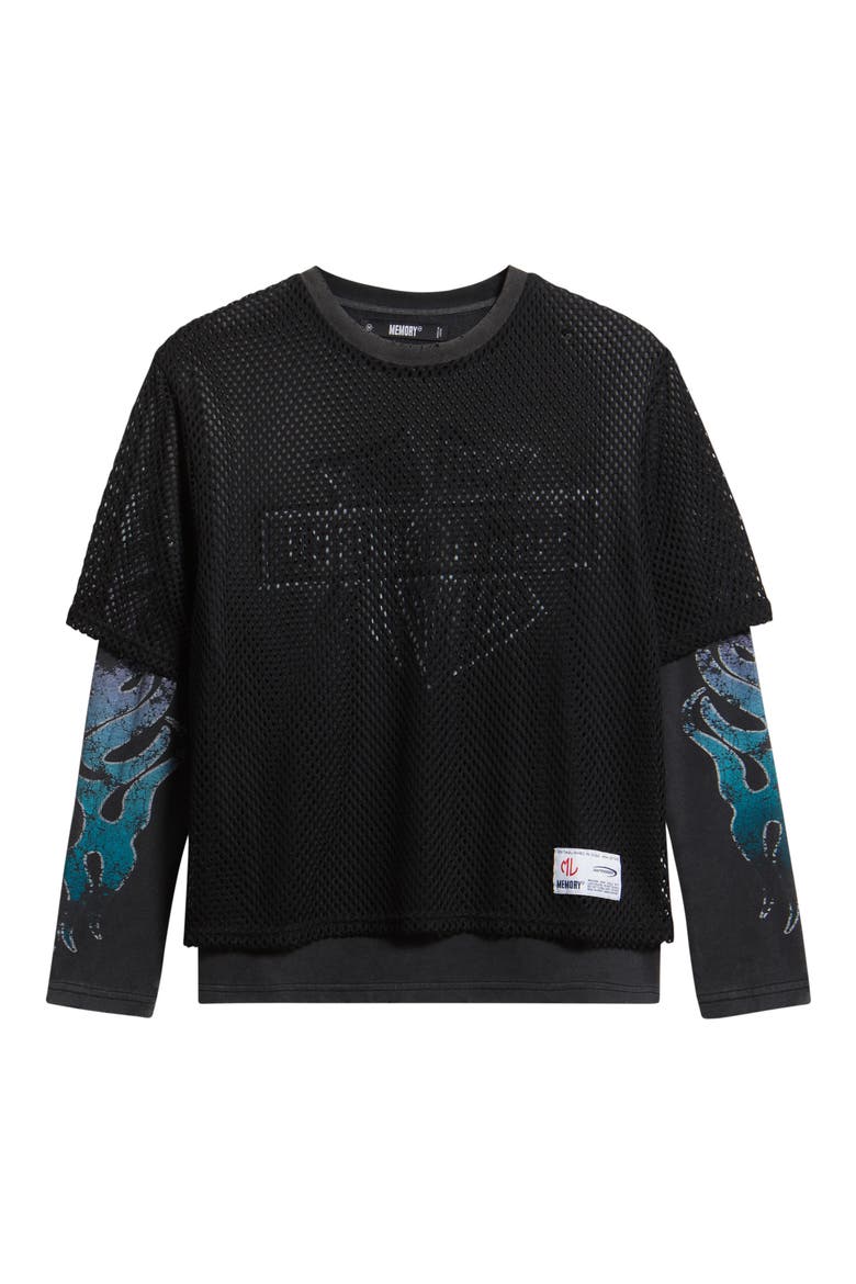 Mesh Overlay Long Sleeve Graphic T-Shirt, Alternate, color, VINTAGE BLACK