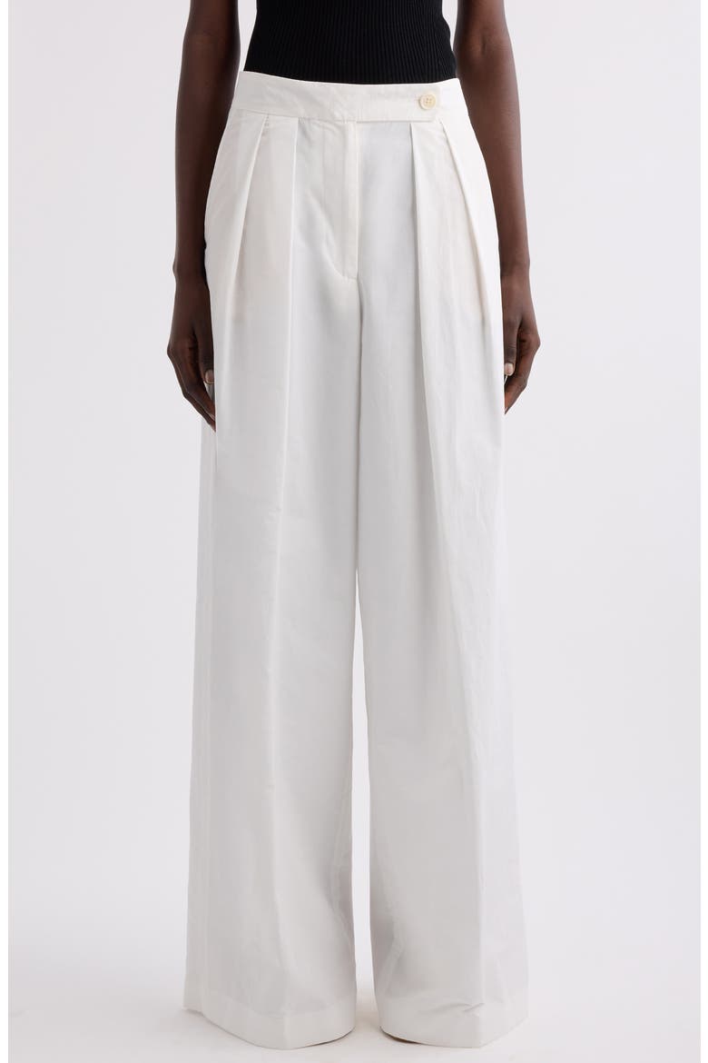 Pamplona Pleated Wide Leg Trousers, Main, color, WHITE