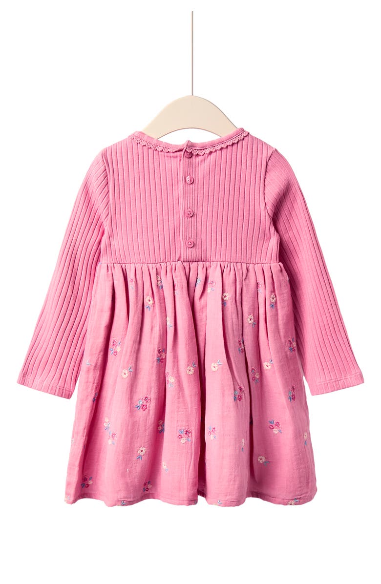 JOJO MAMAN BEBE Kids' Floral Embroidered Long Sleeve Cotton Dress, Alternate, color, Pink